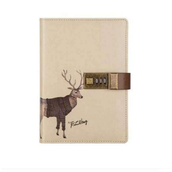 Planet Gates Deer Individual Logo Custom B6 Notebook Writing Pads Lock Password PU Leather Notepad Travelers Office School Diary Binder Gift