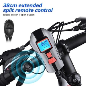 Planet Gates Deluxe Edition Blue Waterproof Bicycle Light USB Charging Bike Front Light Flashlight Handlebar Cycling Head Light w/ Horn Speed Meter LCD Screen