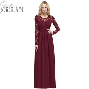 Planet Gates Demoiselle D'honneur Multi-Colors Long Sleeve Lace Bridesmaid Dresses 2018 Charming Chiffon Wedding Party Dresses Long