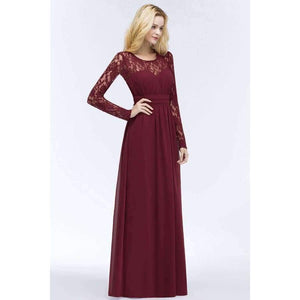 Planet Gates Demoiselle D'honneur Multi-Colors Long Sleeve Lace Bridesmaid Dresses 2018 Charming Chiffon Wedding Party Dresses Long