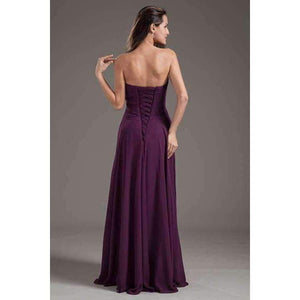 Planet Gates Demoiselle D'honneur Sexy Purple Lace up Bridesmaid Dresses Long Cheap Sweetheart Neck Chiffon Long Wedding Guest Dress