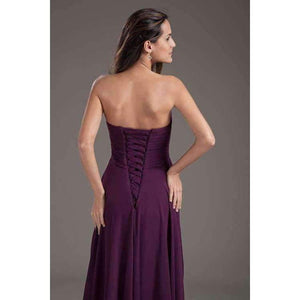 Planet Gates Demoiselle D'honneur Sexy Purple Lace up Bridesmaid Dresses Long Cheap Sweetheart Neck Chiffon Long Wedding Guest Dress