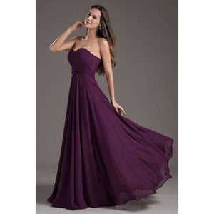Planet Gates Demoiselle D'honneur Sexy Purple Lace up Bridesmaid Dresses Long Cheap Sweetheart Neck Chiffon Long Wedding Guest Dress