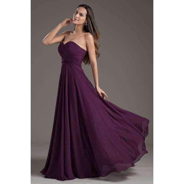 Planet Gates Demoiselle D'honneur Sexy Purple Lace up Bridesmaid Dresses Long Cheap Sweetheart Neck Chiffon Long Wedding Guest Dress