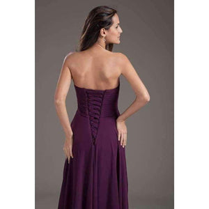 Planet Gates Demoiselle D'honneur Sexy Purple Lace up Bridesmaid Dresses Long Cheap Sweetheart Neck Chiffon Long Wedding Guest Dress