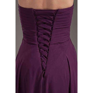 Planet Gates Demoiselle D'honneur Sexy Purple Lace up Bridesmaid Dresses Long Cheap Sweetheart Neck Chiffon Long Wedding Guest Dress