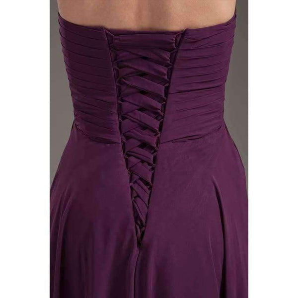 Planet Gates Demoiselle D'honneur Sexy Purple Lace up Bridesmaid Dresses Long Cheap Sweetheart Neck Chiffon Long Wedding Guest Dress