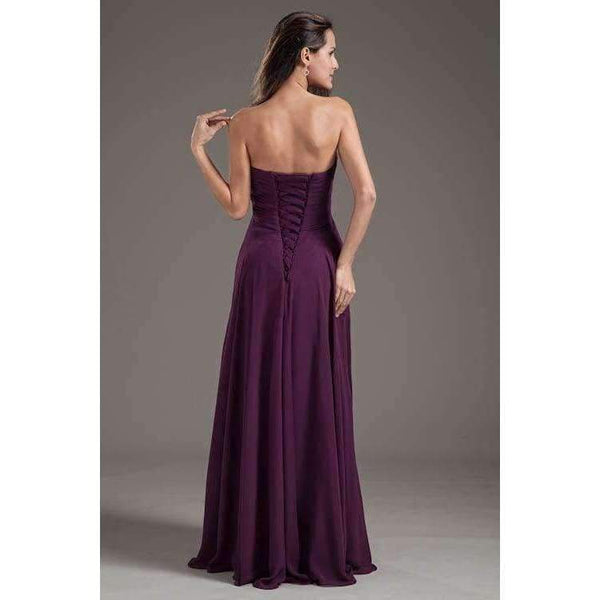 Planet Gates Demoiselle D'honneur Sexy Purple Lace up Bridesmaid Dresses Long Cheap Sweetheart Neck Chiffon Long Wedding Guest Dress