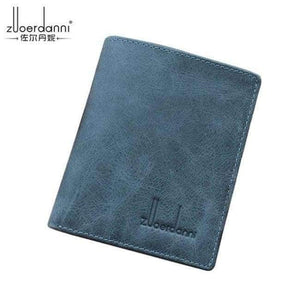 Planet Gates Denim Blue Thin Wallet Men Small Wallets Quality leather Short Purse Male Luxury Vintage Card Holder Cowhide Purses Retro New