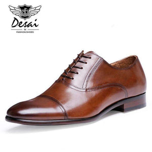 Planet Gates DESAI Brand Full Grain Leather Business Men Dress Shoes Retro Patent Leather Oxford Shoes For Men Size EU 38-43