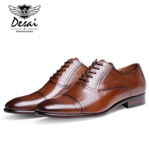 Planet Gates DESAI Brand Full Grain Leather Business Men Dress Shoes Retro Patent Leather Oxford Shoes For Men Size EU 38-43