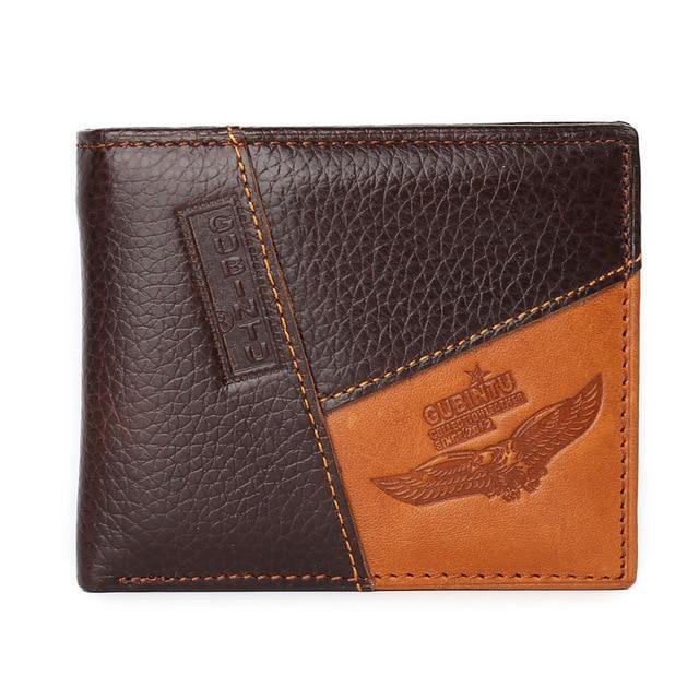 Planet Gates Men Wallets Genuine Leather Brand Wallet Short Patchwork Leather Purse with Zipper Coin Pocket