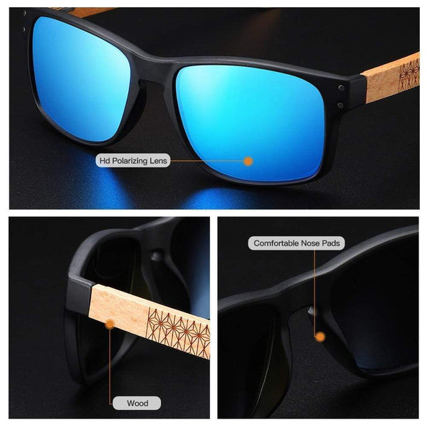 Planet Gates Design Beech wood Handmade Sunglasses Men Polarized Eyewear Outdoor Driving Sun Glasses Reinforced Hinge