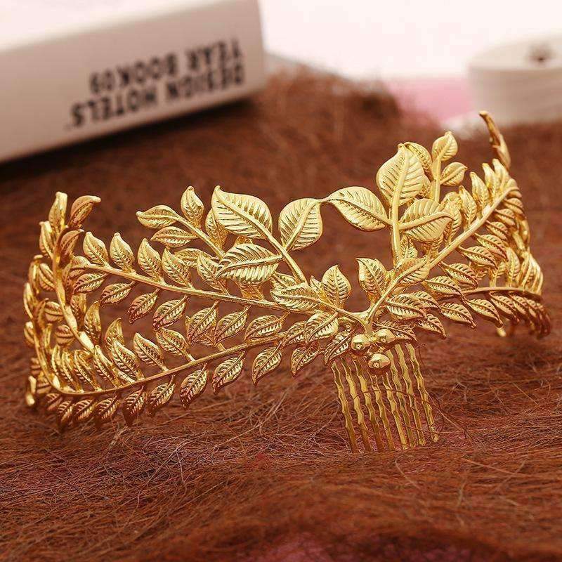 Planet Gates Design bridal hair jewelry vintage hair comb gold leaves crown leaf wedding accessories wholesale women headpiece
