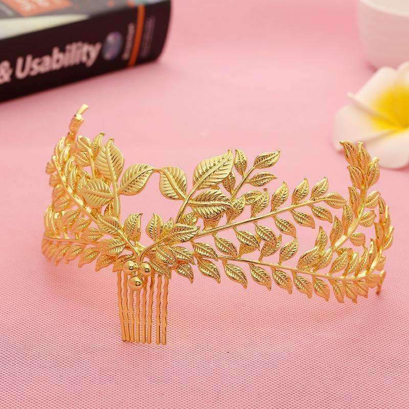 Planet Gates Design bridal hair jewelry vintage hair comb gold leaves crown leaf wedding accessories wholesale women headpiece