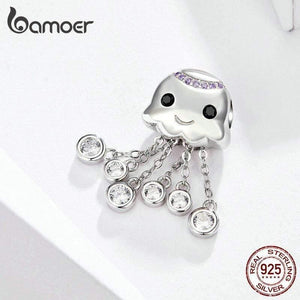 Planet Gates Design Jellyfish Charm Real 100% 925 Sterling Silver Child Bead Charms Fit Bracelets Beads & Jewelry Making BSC081