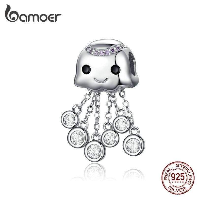Planet Gates Design Jellyfish Charm Real 100% 925 Sterling Silver Child Bead Charms Fit Bracelets Beads & Jewelry Making BSC081