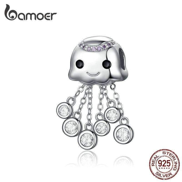 Planet Gates Design Jellyfish Charm Real 100% 925 Sterling Silver Child Bead Charms Fit Bracelets Beads & Jewelry Making BSC081