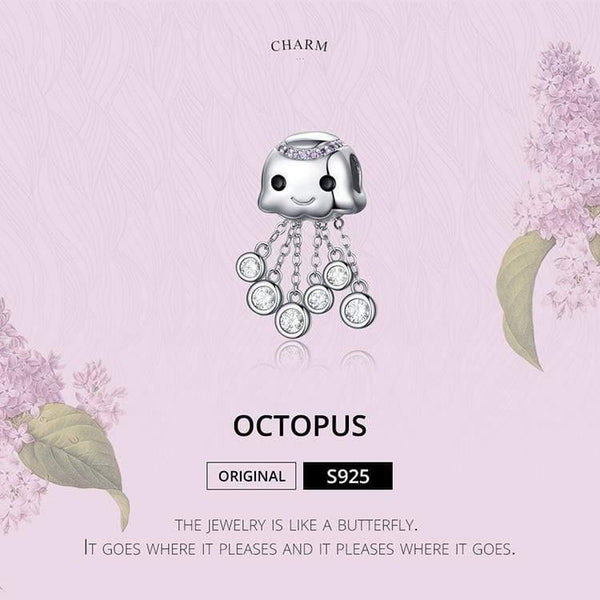 Planet Gates Design Jellyfish Charm Real 100% 925 Sterling Silver Child Bead Charms Fit Bracelets Beads & Jewelry Making BSC081
