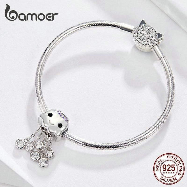 Planet Gates Design Jellyfish Charm Real 100% 925 Sterling Silver Child Bead Charms Fit Bracelets Beads & Jewelry Making BSC081