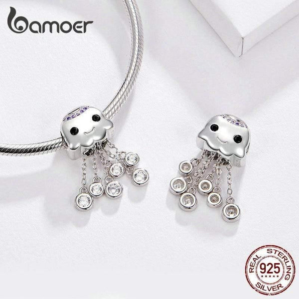 Planet Gates Design Jellyfish Charm Real 100% 925 Sterling Silver Child Bead Charms Fit Bracelets Beads & Jewelry Making BSC081