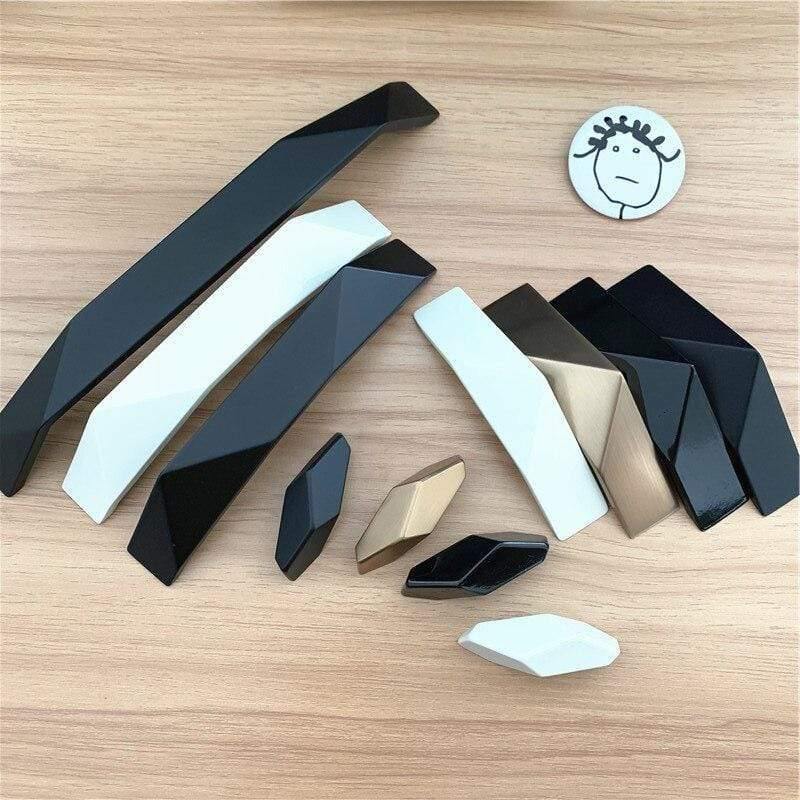 Design Matte Piano Black Solid Zinc Alloy Hole Pitch 32mm 192mm Geometric Design Modern Style Cabinet  Handle Door Pull
