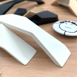 Design Matte Piano Black Solid Zinc Alloy Hole Pitch 32mm 192mm Geometric Design Modern Style Cabinet  Handle Door Pull