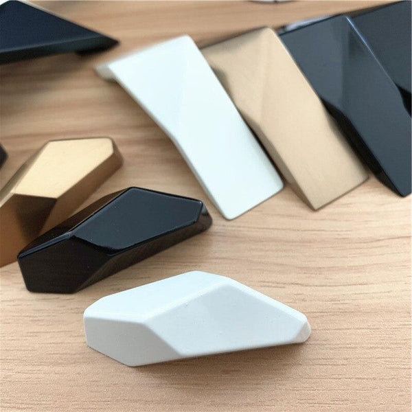 Design Matte Piano Black Solid Zinc Alloy Hole Pitch 32mm 192mm Geometric Design Modern Style Cabinet  Handle Door Pull