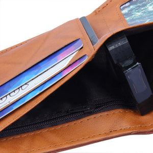 Planet Gates Design men bifold business leather wallet short men wallet leather rfid blocking fashion standard wallets