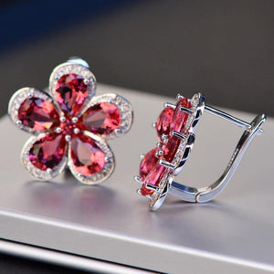 Planet Gates Design Ruby Gemstone Clip Earrings for Women Solid 925 Sterling Silver Jewelry Wedding Christmas Gifts