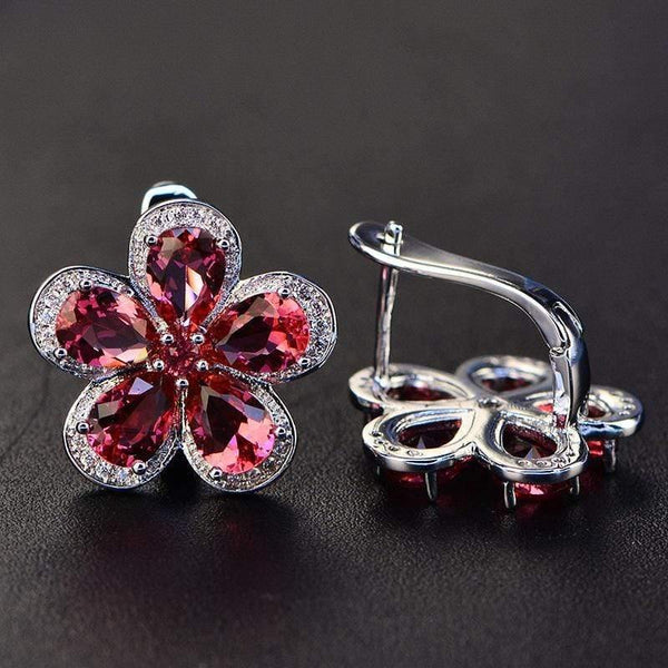 Planet Gates Design Ruby Gemstone Clip Earrings for Women Solid 925 Sterling Silver Jewelry Wedding Christmas Gifts
