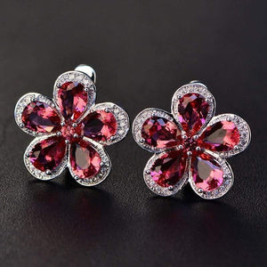 Planet Gates Design Ruby Gemstone Clip Earrings for Women Solid 925 Sterling Silver Jewelry Wedding Christmas Gifts