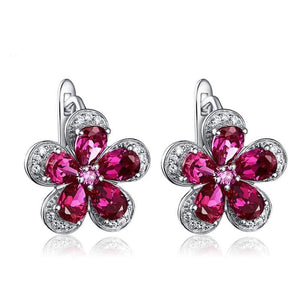 Planet Gates Design Ruby Gemstone Clip Earrings for Women Solid 925 Sterling Silver Jewelry Wedding Christmas Gifts