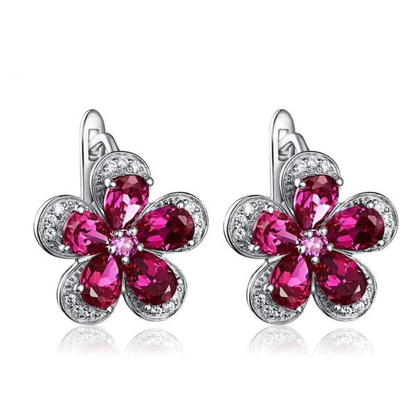 Planet Gates Design Ruby Gemstone Clip Earrings for Women Solid 925 Sterling Silver Jewelry Wedding Christmas Gifts