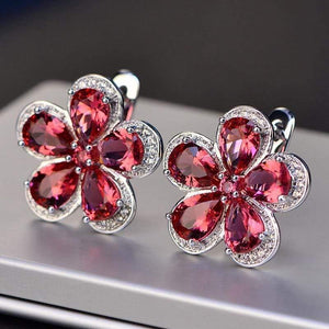 Planet Gates Design Ruby Gemstone Clip Earrings for Women Solid 925 Sterling Silver Jewelry Wedding Christmas Gifts