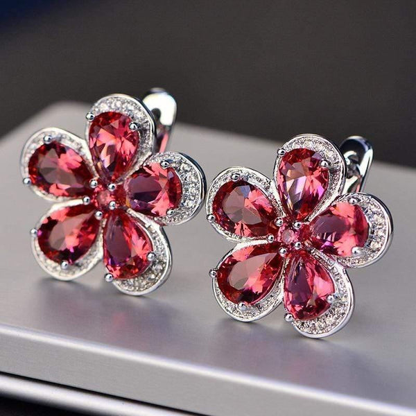 Planet Gates Design Ruby Gemstone Clip Earrings for Women Solid 925 Sterling Silver Jewelry Wedding Christmas Gifts
