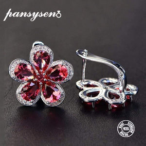 Planet Gates Design Ruby Gemstone Clip Earrings for Women Solid 925 Sterling Silver Jewelry Wedding Christmas Gifts
