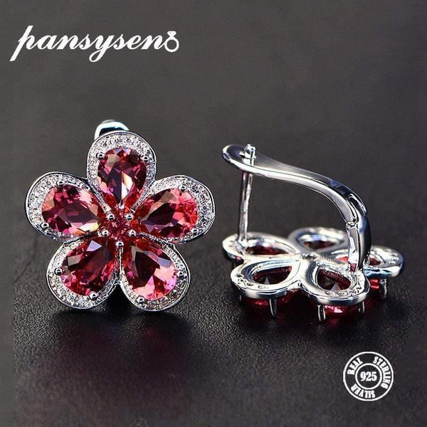 Planet Gates Design Ruby Gemstone Clip Earrings for Women Solid 925 Sterling Silver Jewelry Wedding Christmas Gifts