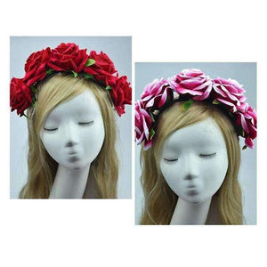Planet Gates design1 Bride women Rose Flower crown Hairband Wedding Flower Garland Headband Festival flower wreath Elastic Headress Hair Accessories