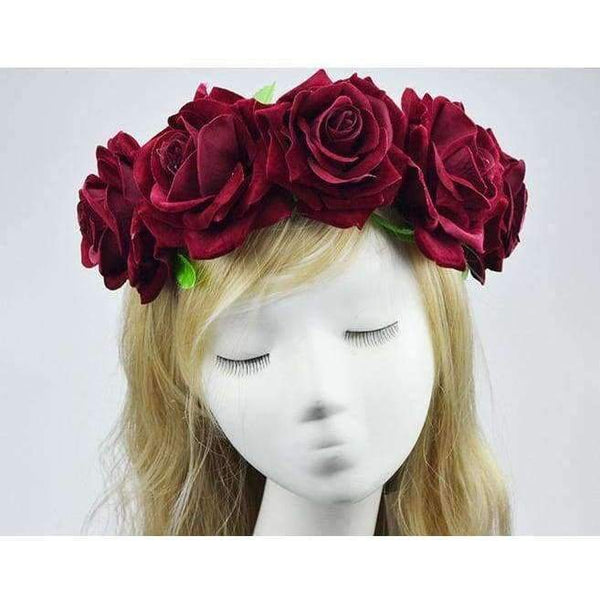 Planet Gates design1 Bride women Rose Flower crown Hairband Wedding Flower Garland Headband Festival flower wreath Elastic Headress Hair Accessories