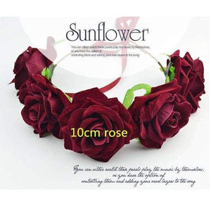 Planet Gates design1 Bride women Rose Flower crown Hairband Wedding Flower Garland Headband Festival flower wreath Elastic Headress Hair Accessories