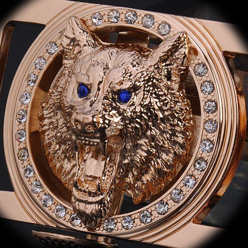 Planet Gates Designer belts men high quality belt gold Wolf Head buckle Girdle 130cm casual waist strap cowboys jeans