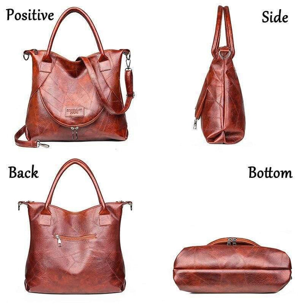 Designer Big Pocket Vintage Soft Leather Luxury Handbags Women Bags Large Ladies Hand Tote Bag