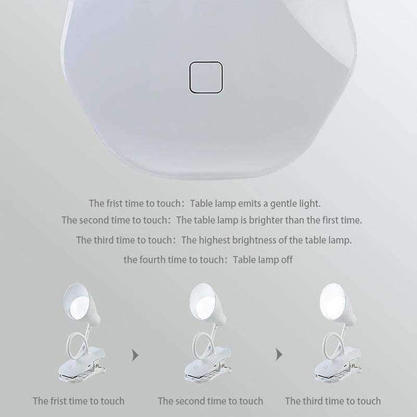 Planet Gates Desktop Lamp Modern Table Lamps Flexible Touch Switch LED Desk Lamp Flashlight USB Rechargeable Clip Night Light Book Reading Study Lamp