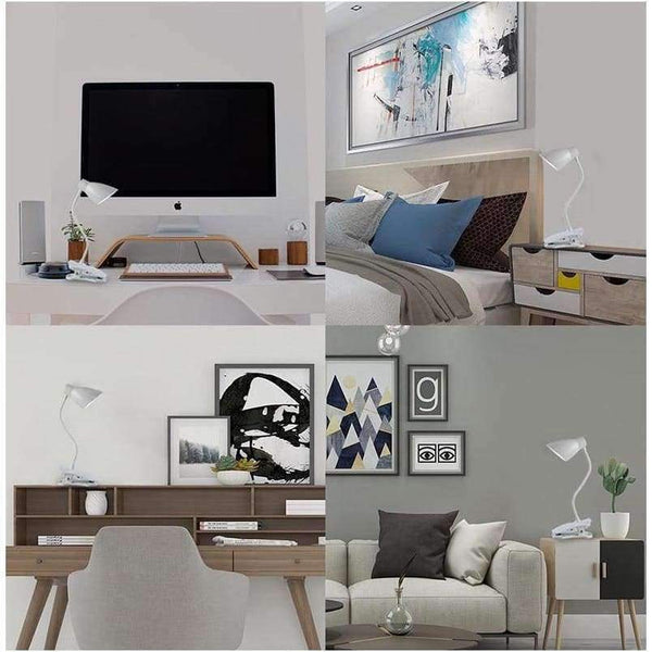 Planet Gates Desktop Lamp Modern Table Lamps Flexible Touch Switch LED Desk Lamp Flashlight USB Rechargeable Clip Night Light Book Reading Study Lamp