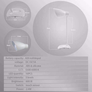 Planet Gates Desktop Lamp Modern Table Lamps Flexible Touch Switch LED Desk Lamp Flashlight USB Rechargeable Clip Night Light Book Reading Study Lamp