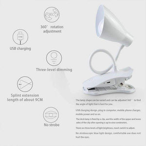 Planet Gates Desktop Lamp Modern Table Lamps Flexible Touch Switch LED Desk Lamp Flashlight USB Rechargeable Clip Night Light Book Reading Study Lamp