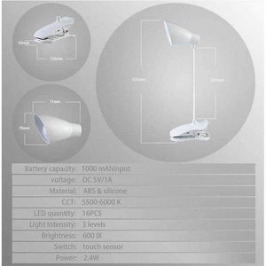 Planet Gates Desktop Lamp Modern Table Lamps Flexible Touch Switch LED Desk Lamp Flashlight USB Rechargeable Clip Night Light Book Reading Study Lamp