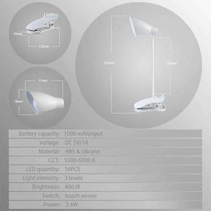 Planet Gates Desktop Lamp Modern Table Lamps Flexible Touch Switch LED Desk Lamp Flashlight USB Rechargeable Clip Night Light Book Reading Study Lamp