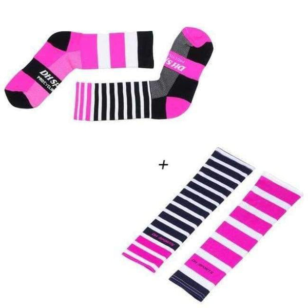 Planet Gates DH12-3 / Free Size Cycling Socks with Arm Sleeves Men Women Bike Sport Sock Arm Warmer Outdoor Compression Socks Bicycle Accessories